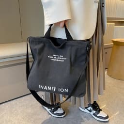 Japanese Minimalist Canvas Crossbody Satchel Thick Washable Handbag with Large Capacity Unisex Fashion Shoulder Bag for Students
