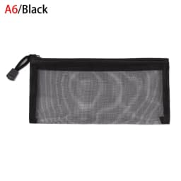 1pc Solid Color Nylon Stationery Makeup Coin Purse Cosmetic Cosmetic Storage Mesh Pen Bag Transparent Grid Zipper Pencil Case