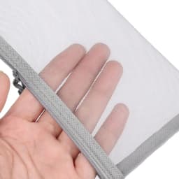 1pc Solid Color Nylon Stationery Makeup Coin Purse Cosmetic Cosmetic Storage Mesh Pen Bag Transparent Grid Zipper Pencil Case