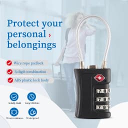 1-4Pack TSA Customs Code Lock for Travel Luggage Password Changeable Black Lock Contrast Design Padlock 3 Digit Combination Lock