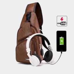 New Casual Men's Shoulder Bag, Outdoor Sports Large Capacity Chest Bag, Men's Multifunctional PU Business Crossbody Bag