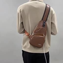 New Casual Men's Shoulder Bag, Outdoor Sports Large Capacity Chest Bag, Men's Multifunctional PU Business Crossbody Bag