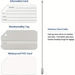 5Pcs Aluminum Luggage Tags Durable Travel Baggage Identifier with Secure Holder By Ovener