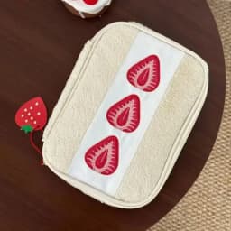 Portable Fuzzy Pen Bag Strawberry Sandwich Multi-functional Makeup Bag Cute Embroidered Pencil Case School Office