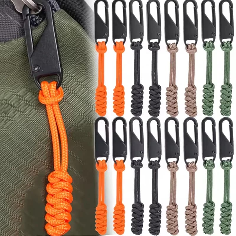 Portable Outdoor Bag Zipper Puller Metal Zipper Head Slider Detachable Wear-resistant Weave Zippers Pull DIY Sewing Accessorie