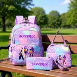 3pcs Mochilas KPop Demon Hunters Backpack HUNTR Lightweight Breathable Outdoor Capacity School Bag Women Travel Backpack