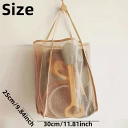 2 large-capacity mesh beach tote bags - durable polyester, solid color with sturdy handles, suitable for travel, beach, vacation, and camping, beach tote bag, multi-functional storage solution, sturdy handle design