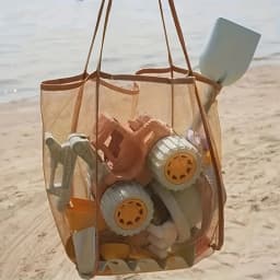 2 large-capacity mesh beach tote bags - durable polyester, solid color with sturdy handles, suitable for travel, beach, vacation, and camping, beach tote bag, multi-functional storage solution, sturdy handle design