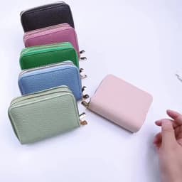 Women's Double Zipper Wallet Fashion Short Credit Card Holder with Large Capacity Coin Purse