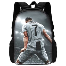 Child School Football R-RonaldoS CR7 Backpack with Lunch Bags ,Pencil Bags ,School Bags for Boys Girls Best Gift