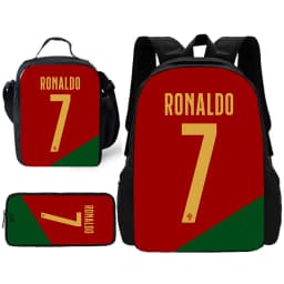 Child School Football R-RonaldoS CR7 Backpack with Lunch Bags ,Pencil Bags ,School Bags for Boys Girls Best Gift