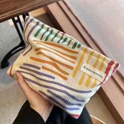 Corduroy Women Cosmetic Bag Large Capacity Makeup Storage Bag Travel Portable Organizer Zipper Wash Bag