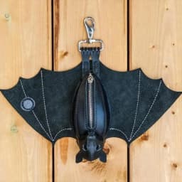 Coin Purse PU Leather Bat Gothic Bag Keychain Change Purse with Foldable Wings for Shopping Travel Work School Events Outdoor