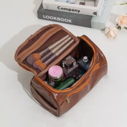 Leather Toiletry Bag for Men Women Dopp Kit Mens Hanging Toiletry Bag Travel Toiletry Bag for Traveling Large Cosmetic Bag for T