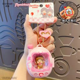 Cute Mini Retro Television Toy Keychain Y2k Aesthetic Doll Charm Press Flash Light Up Stop Bag Digging Birthday Gifts For Bestie