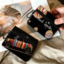 S-Smiths fashion P-Pauls Compact Oxford Cloth Zipper Pouch Detachable Carabiner Mini Coin & Key Wallet