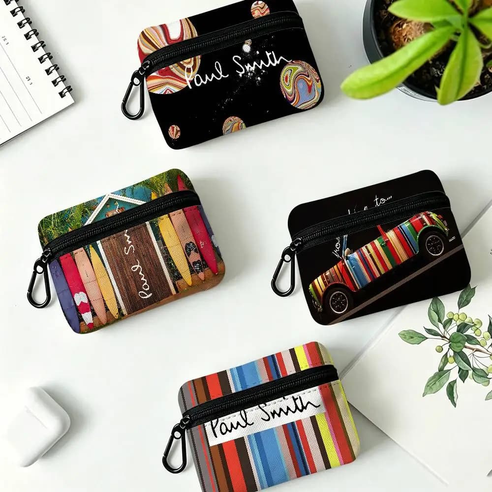 S-Smiths fashion P-Pauls Compact Oxford Cloth Zipper Pouch Detachable Carabiner Mini Coin & Key Wallet