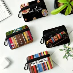 S-Smiths fashion P-Pauls Compact Oxford Cloth Zipper Pouch Detachable Carabiner Mini Coin & Key Wallet