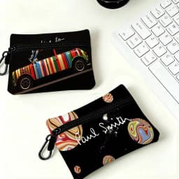 S-Smiths fashion P-Pauls Compact Oxford Cloth Zipper Pouch Detachable Carabiner Mini Coin & Key Wallet