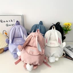 Girl Rabbit Ear Backpack Casual Schoolbag Waterproof Large Capacity School Backpack Smooth Zipper Solid Teens Travel and Gifts