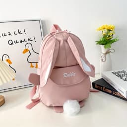 Girl Rabbit Ear Backpack Casual Schoolbag Waterproof Large Capacity School Backpack Smooth Zipper Solid Teens Travel and Gifts
