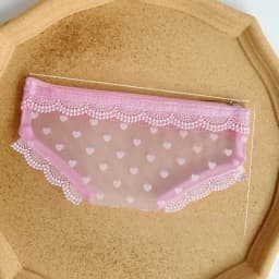 New Briefs Shape Cosmetic Bag Mesh Lace Heart Makeup Storage Pouch Y2K Transparent Toiletry Bag Storage for Travel