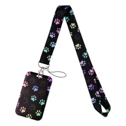 Black Cat Card Holder Lanyard Cartoon Animals Neck Strap Credit Card Case ID Badge Holders Credentials Protection Card Cover