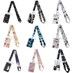 Black Cat Card Holder Lanyard Cartoon Animals Neck Strap Credit Card Case ID Badge Holders Credentials Protection Card Cover