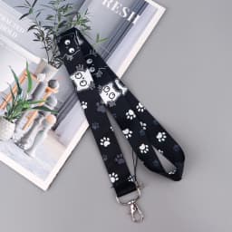 Black Cat Card Holder Lanyard Cartoon Animals Neck Strap Credit Card Case ID Badge Holders Credentials Protection Card Cover