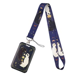 Black Cat Card Holder Lanyard Cartoon Animals Neck Strap Credit Card Case ID Badge Holders Credentials Protection Card Cover