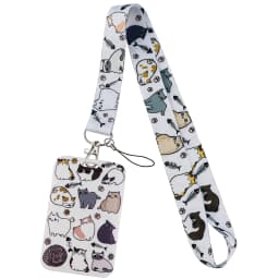 Black Cat Card Holder Lanyard Cartoon Animals Neck Strap Credit Card Case ID Badge Holders Credentials Protection Card Cover