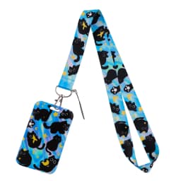 Black Cat Card Holder Lanyard Cartoon Animals Neck Strap Credit Card Case ID Badge Holders Credentials Protection Card Cover
