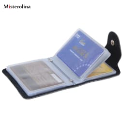 Fashion PU Leather Function 12/24 Bits Card Case Business Card Holder Men Women Credit Passport Card Bag ID Passport Card Wallet