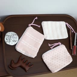Pink Striped Women Makeup Bag Cute Wallet Mini Cosmetic Bags Portable Key Earphone Lipstick Storage Bag Coin Purse