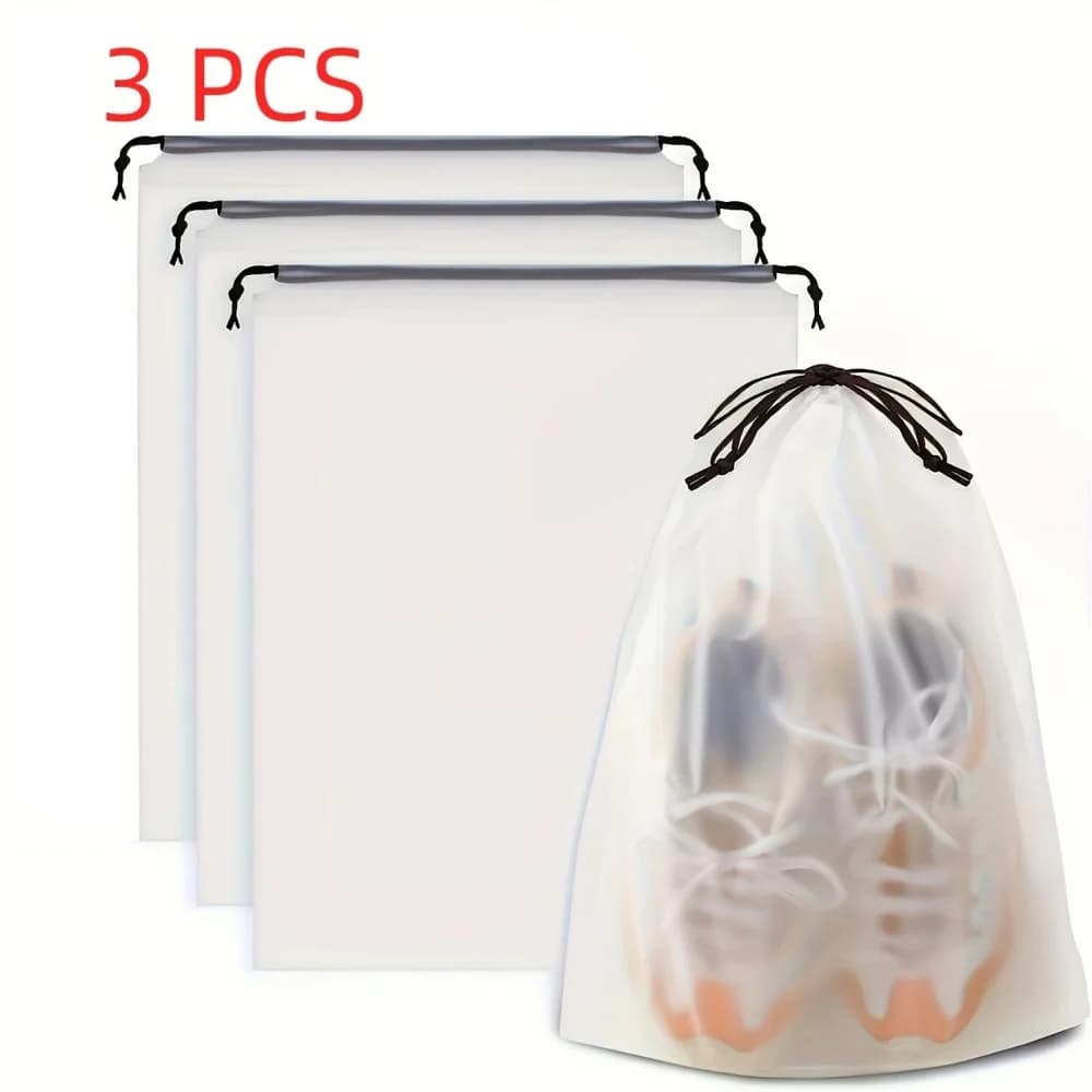 3/10PCS Portable Shoe Storage Drawstring Eco Storage Bag for Travel Makeup Bag Waterproof Transparent Plastic Storage Bag