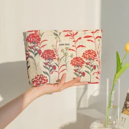 Blue Bouquet Women Makeup Bag, Large Capacity Canvas Toiletry Bag-for Sanitary Napkin & Makeup Supplies Storage,Travel Organizer