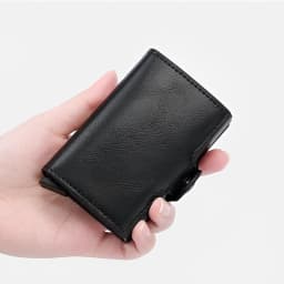 Antitheft Business Carbon Fiber Anti Rfid Credit Bank Card Holder Case 12 Cards with Hasp Men Double Metal Box Cardholder Wallet
