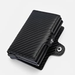 Antitheft Business Carbon Fiber Anti Rfid Credit Bank Card Holder Case 12 Cards with Hasp Men Double Metal Box Cardholder Wallet