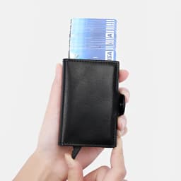 Antitheft Business Carbon Fiber Anti Rfid Credit Bank Card Holder Case 12 Cards with Hasp Men Double Metal Box Cardholder Wallet
