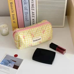 3 Type Quilting Cosmetic Bag Ladies Large Capacity Travel Organizer Washbag Cute Bow Knot Pattern Make Up Zipper Storage Bag