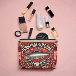 Exquisite Linen 1pc Vintage Sardines Can Design Makeup Bag |Cosmetic Organizer Travel Toiletry Organizer, Unique Gift for Women