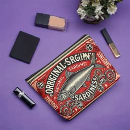 Exquisite Linen 1pc Vintage Sardines Can Design Makeup Bag |Cosmetic Organizer Travel Toiletry Organizer, Unique Gift for Women