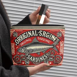 Exquisite Linen 1pc Vintage Sardines Can Design Makeup Bag |Cosmetic Organizer Travel Toiletry Organizer, Unique Gift for Women