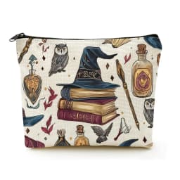 1pc Wizard Makeup Bag - Foldable & Lightweight Cosmetic Pouch with Zipper, Ideal Cute Travel Organizer, Birthday Gift