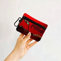 C-Coca C-Cola Oxford Fabric Mini Coin Wallet Smooth Zipper Hanging Design Multi-use Small Storage Bag For Travel