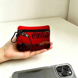 C-Coca C-Cola Oxford Fabric Mini Coin Wallet Smooth Zipper Hanging Design Multi-use Small Storage Bag For Travel