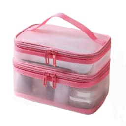 2/3 Layer Portable Transparent Mesh Travel Bag Large Capacity Storage Toiletry Bag 2/3 Layer Makeup Case Toiletries Organization