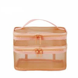 2/3 Layer Portable Transparent Mesh Travel Bag Large Capacity Storage Toiletry Bag 2/3 Layer Makeup Case Toiletries Organization