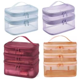 2/3 Layer Portable Transparent Mesh Travel Bag Large Capacity Storage Toiletry Bag 2/3 Layer Makeup Case Toiletries Organization