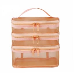 2/3 Layer Portable Transparent Mesh Travel Bag Large Capacity Storage Toiletry Bag 2/3 Layer Makeup Case Toiletries Organization